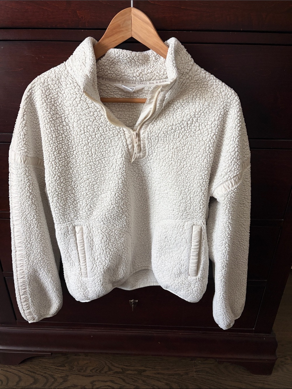 Athleta Girl Cream Sherpa Zip Pullover